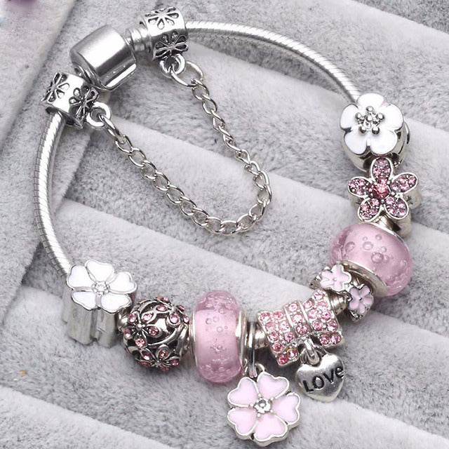 Bracciale vintage in argento rosa