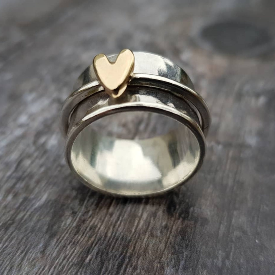 Mely - Anello in argento con cuore dorato