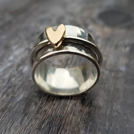 Mely - Anello in argento con cuore dorato