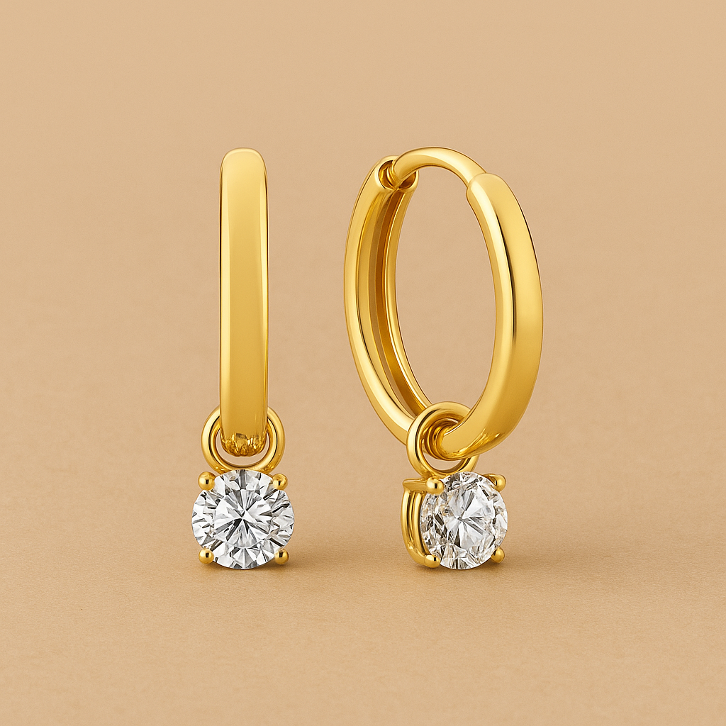 Orecchini a cerchio in pietra Larmes de Lune in oro