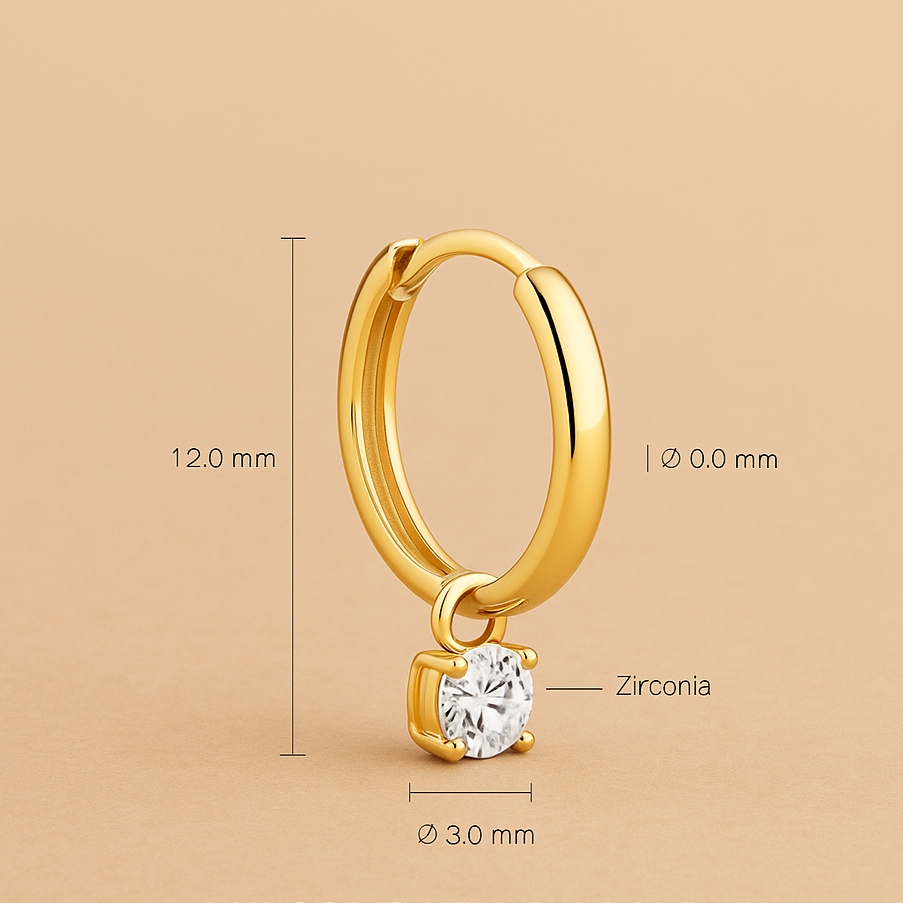 Orecchini a cerchio in pietra Larmes de Lune in oro