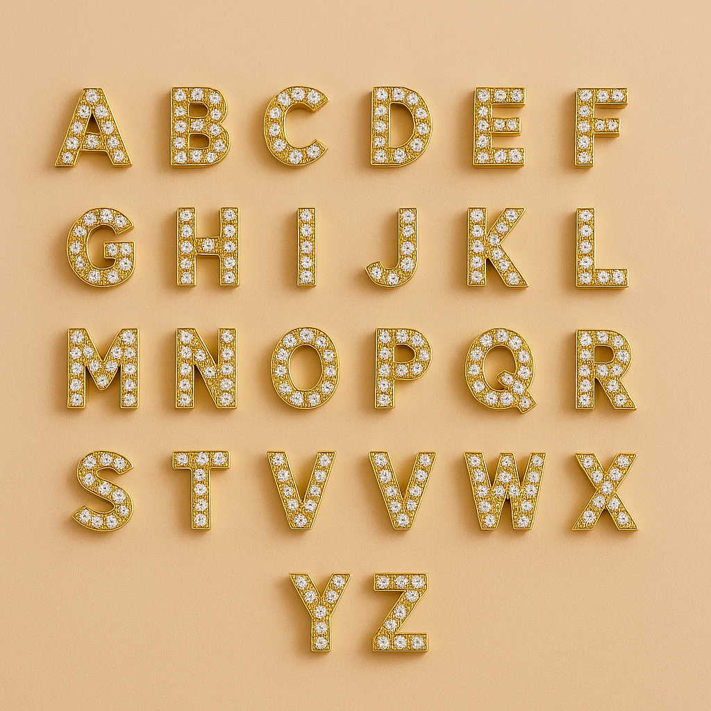 Orecchino a bottone con iniziale in oro