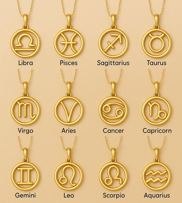 Ciondolo zodiacale celeste in oro