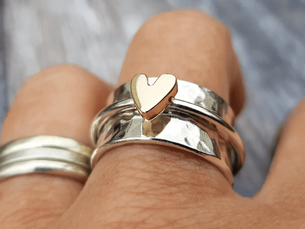 Mely - Anello in argento con cuore dorato