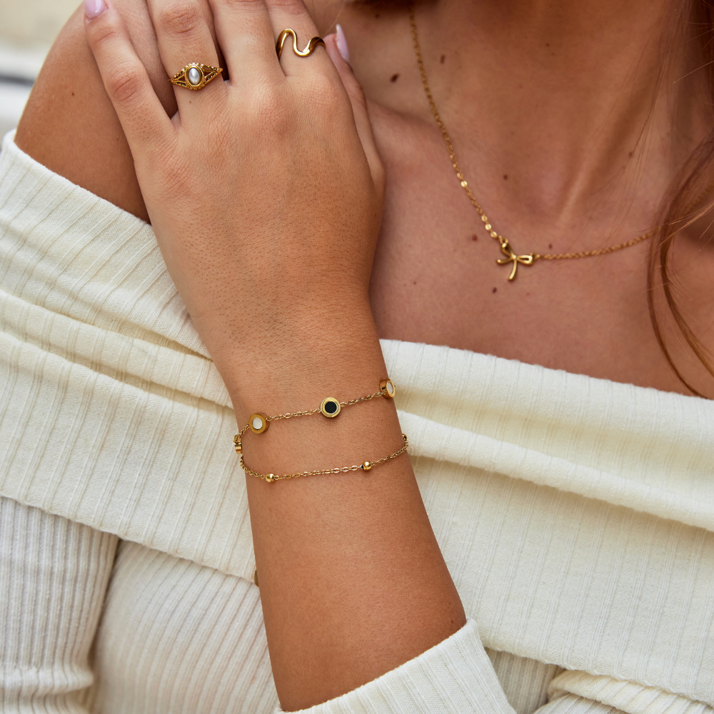 Bracciale in onice e pietra bianca