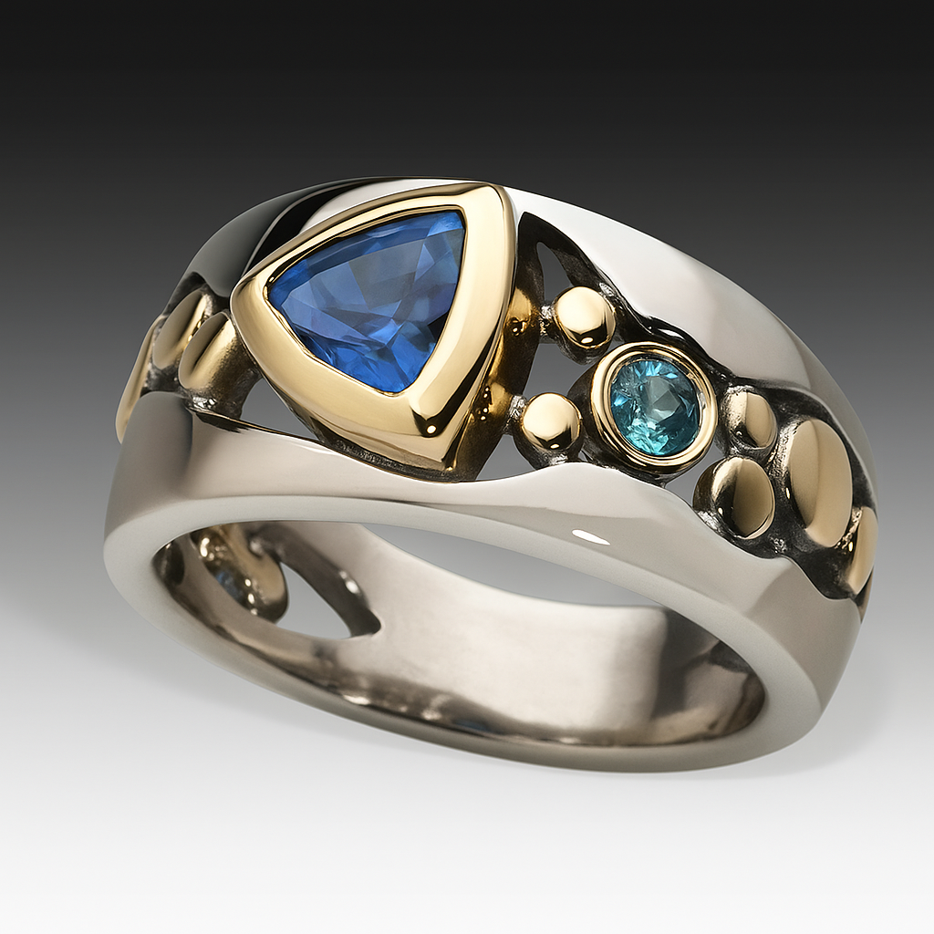 Anello retrò in cristallo blu