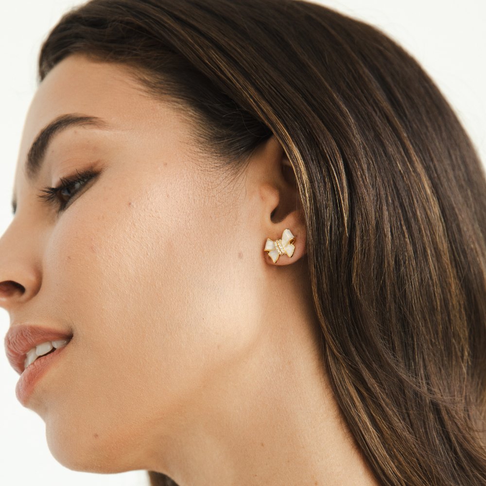 Orecchini con fiocco bianco di cristallo