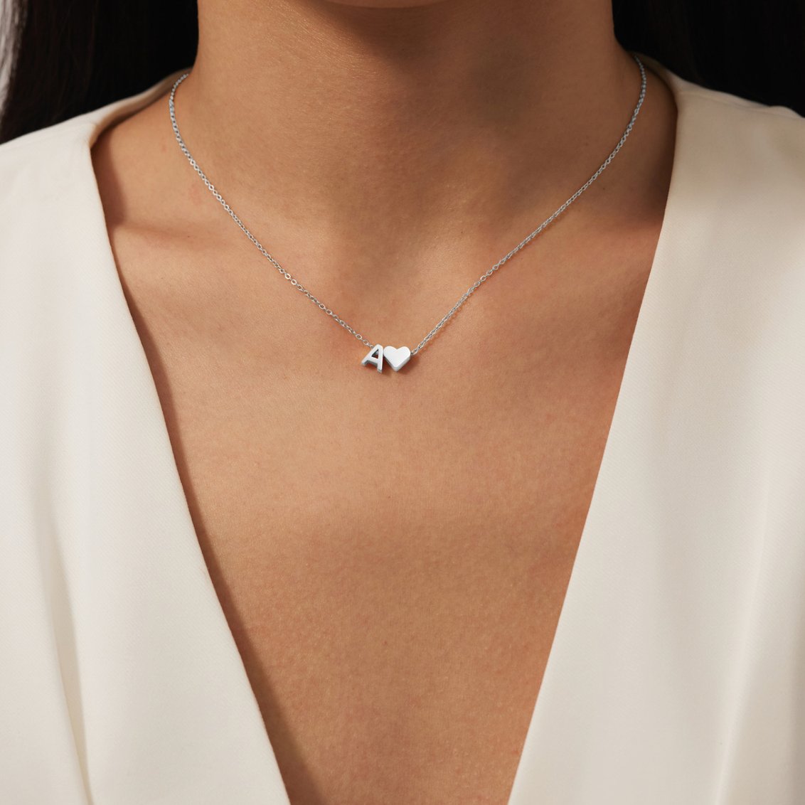 Collana in argento con scritta "Forever Love & Letter"