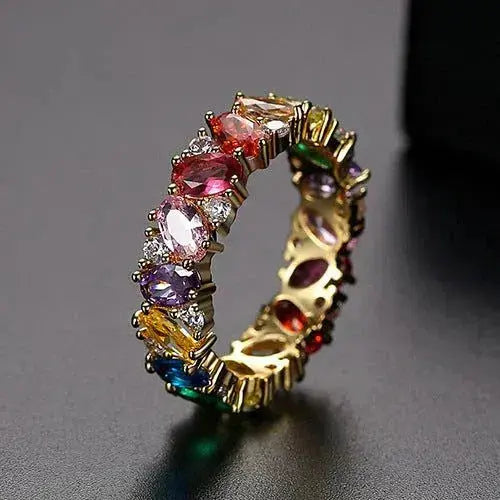 Anello vintage con zirconi multicolori