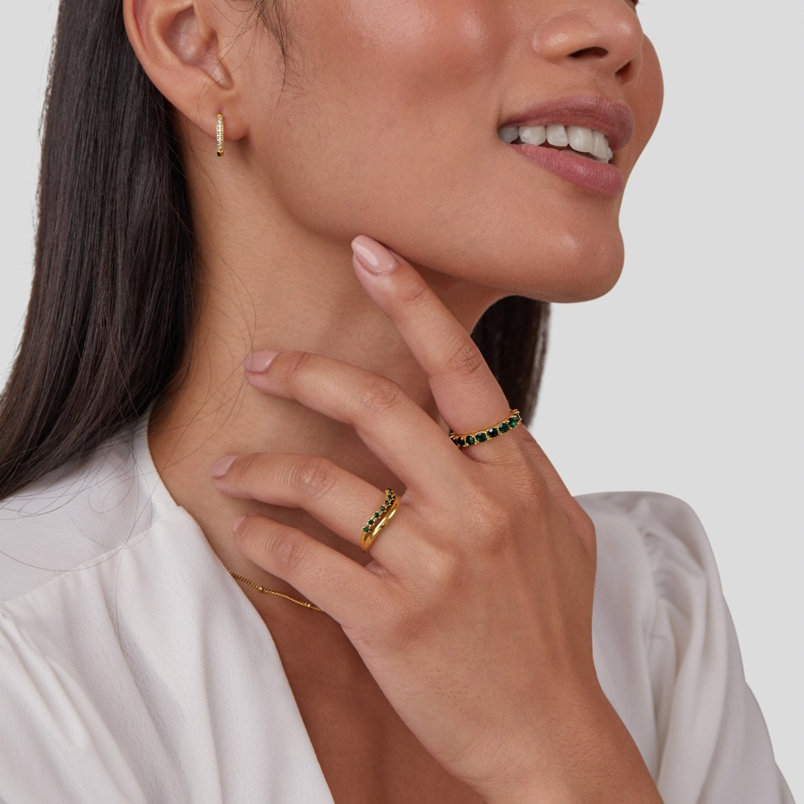 Mary - Anello a strati verde smeraldo