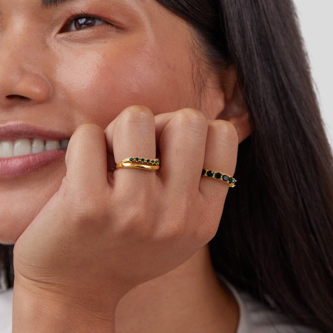 Mary - Anello a strati verde smeraldo