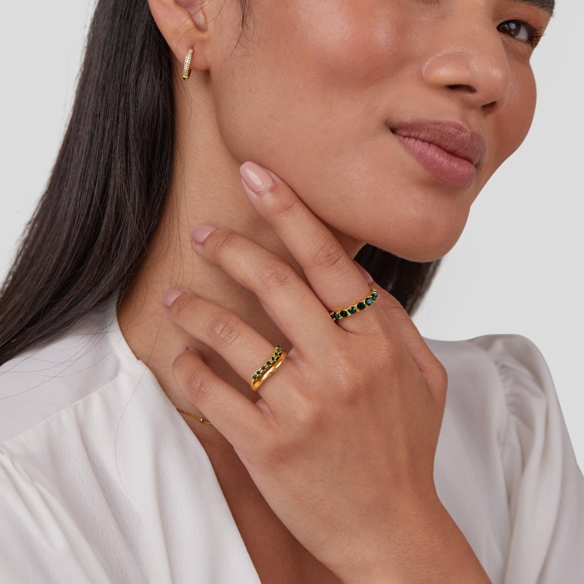 Mary - Anello a strati verde smeraldo