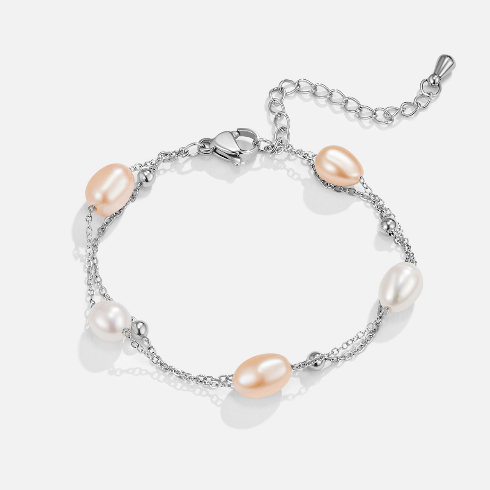 Bracciale a strati in argento con perle d'acqua dolce