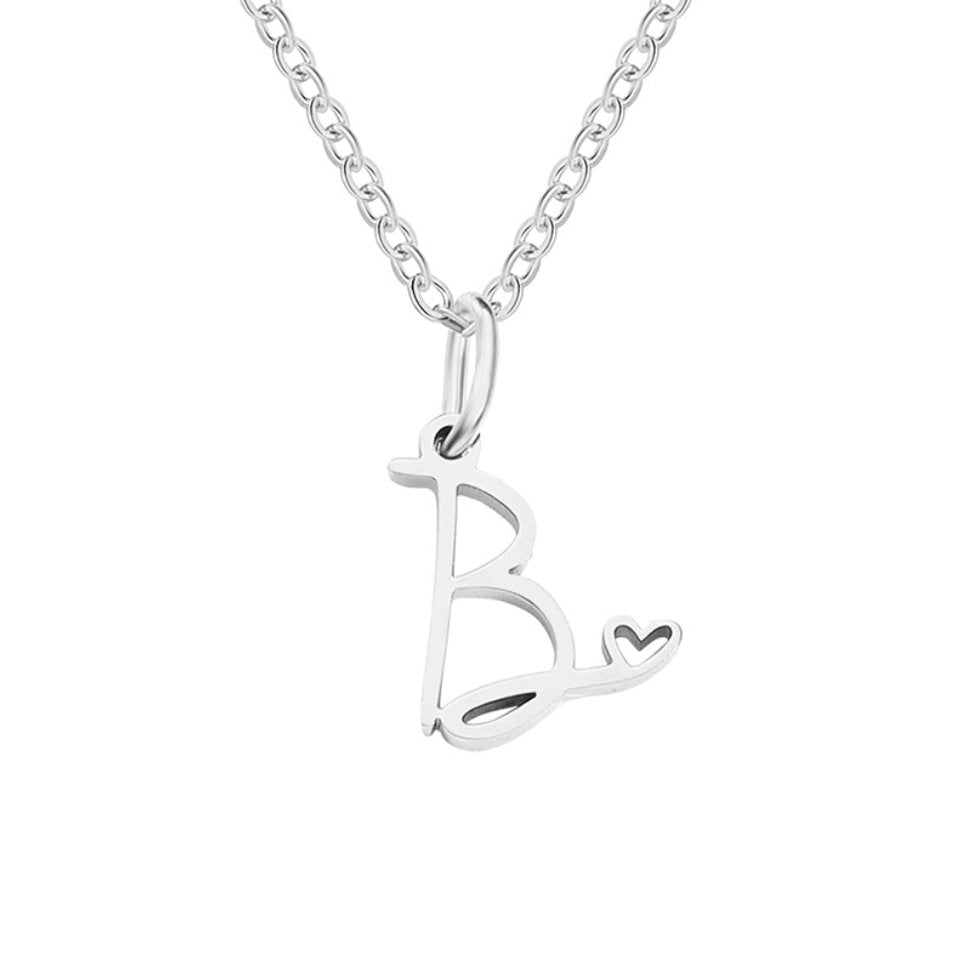Collana con cuore e lettera in argento