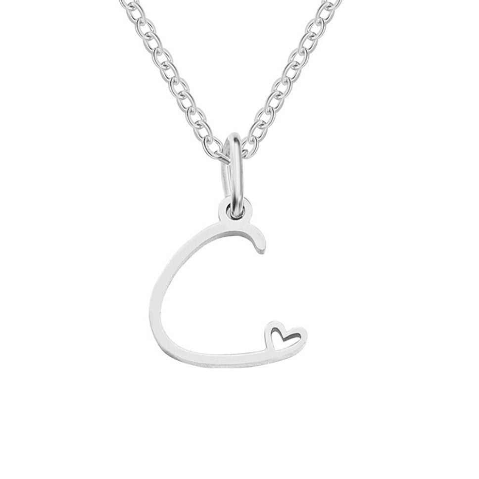 Collana con cuore e lettera in argento