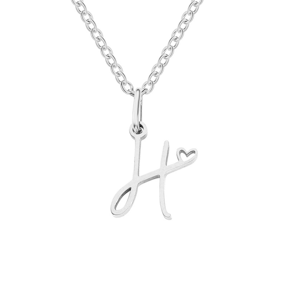 Collana con cuore e lettera in argento