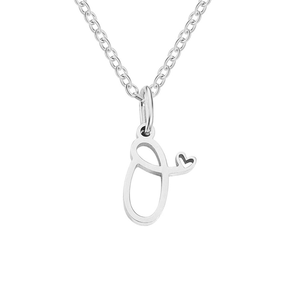 Collana con cuore e lettera in argento