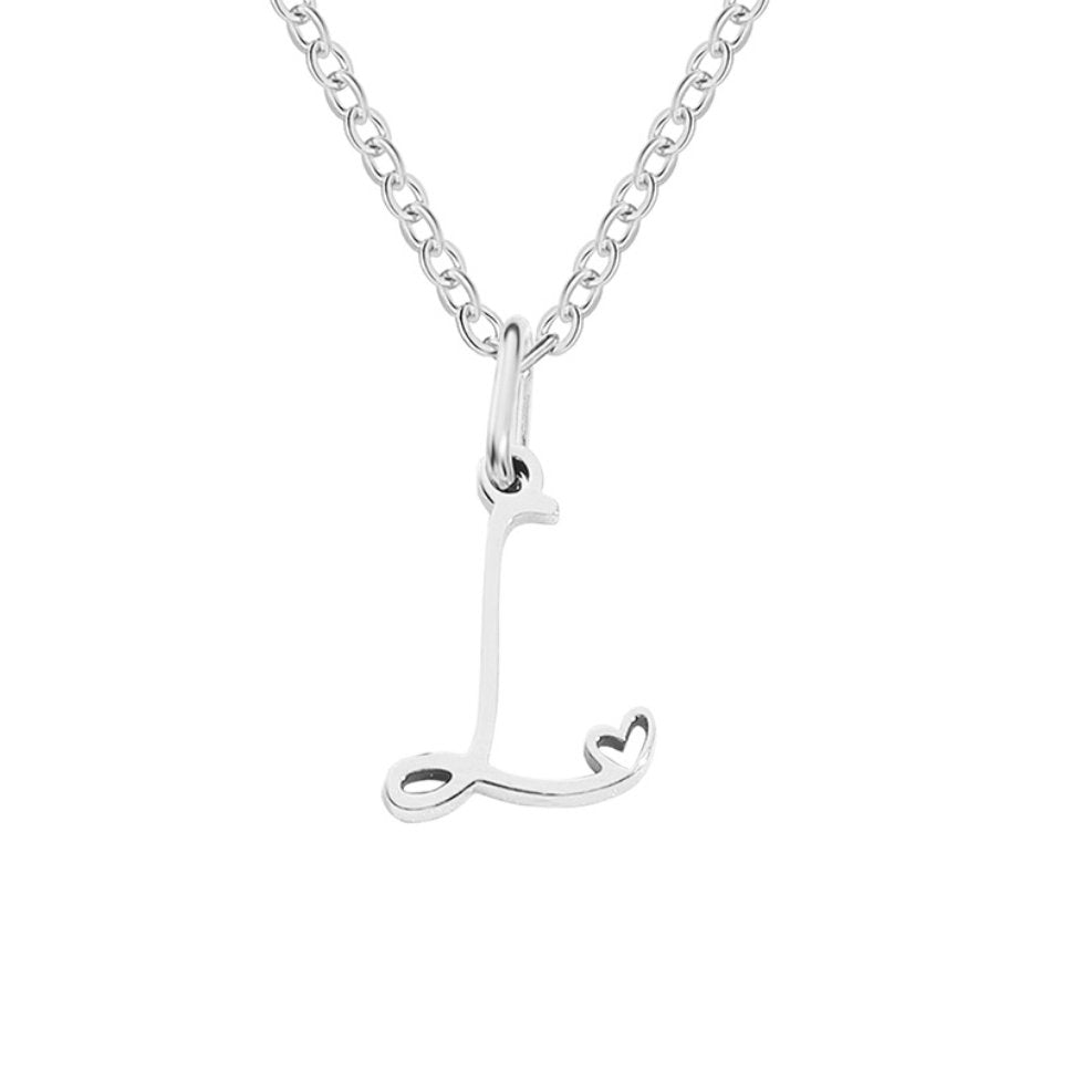 Collana con cuore e lettera in argento