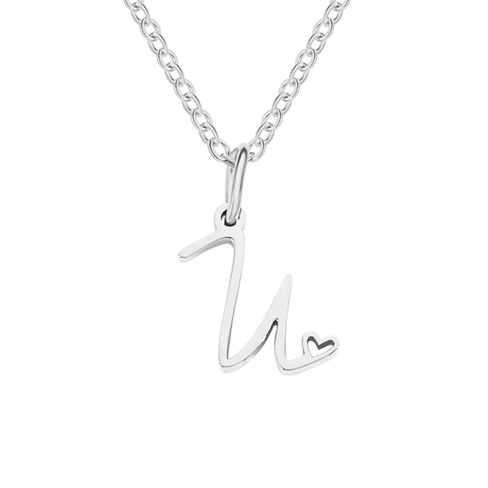 Collana con cuore e lettera in argento