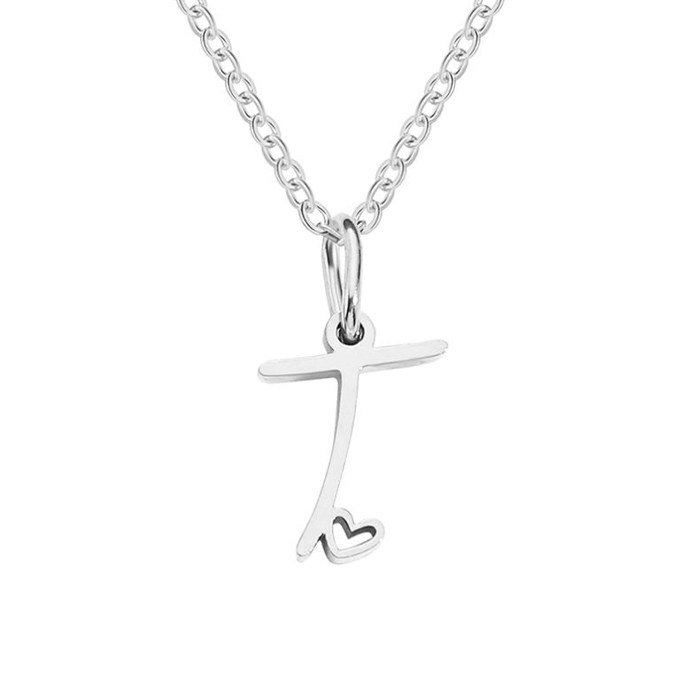 Collana con cuore e lettera in argento