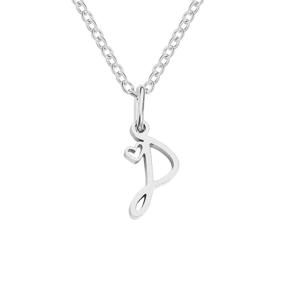 Collana con cuore e lettera in argento