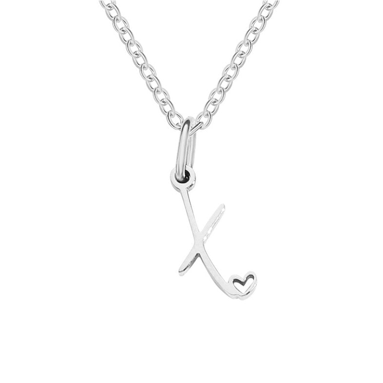 Collana con cuore e lettera in argento
