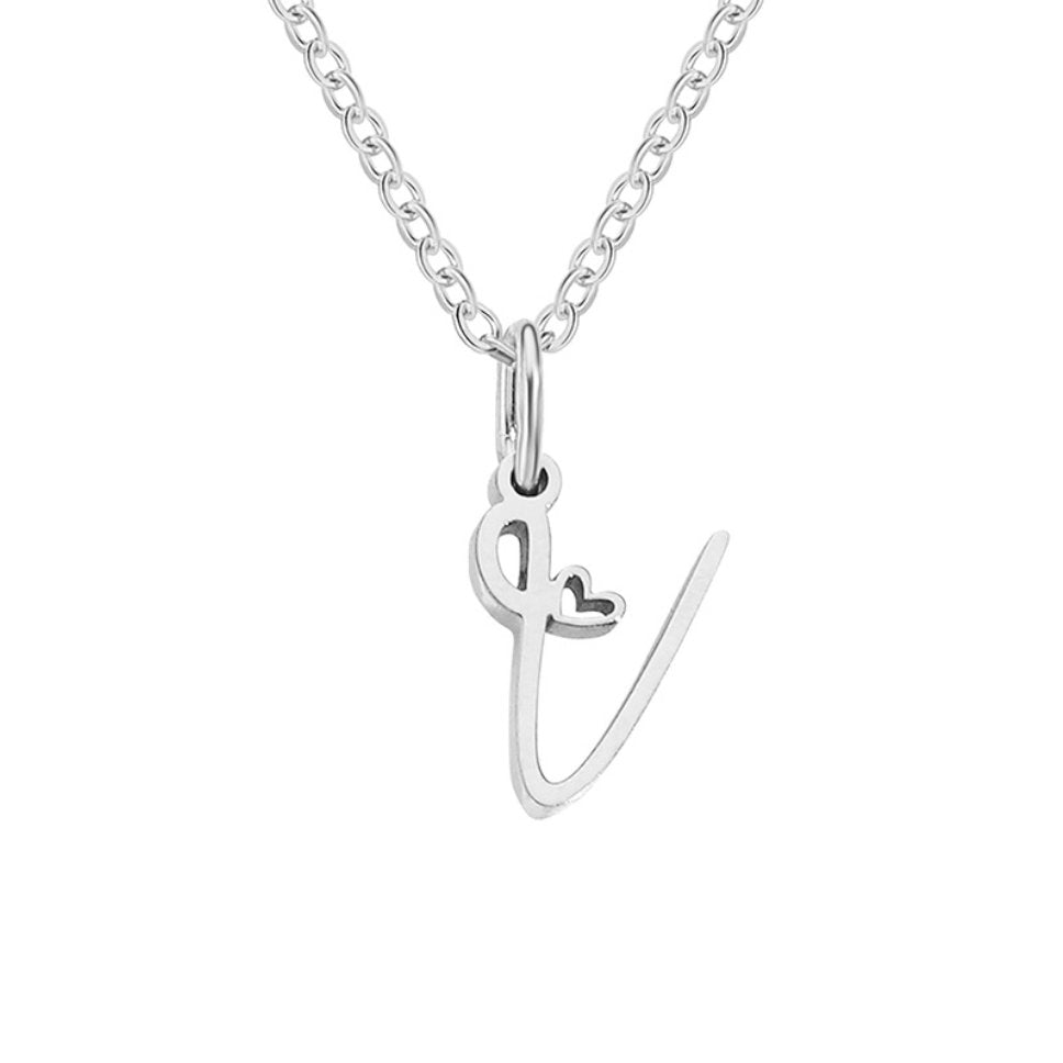 Collana con cuore e lettera in argento