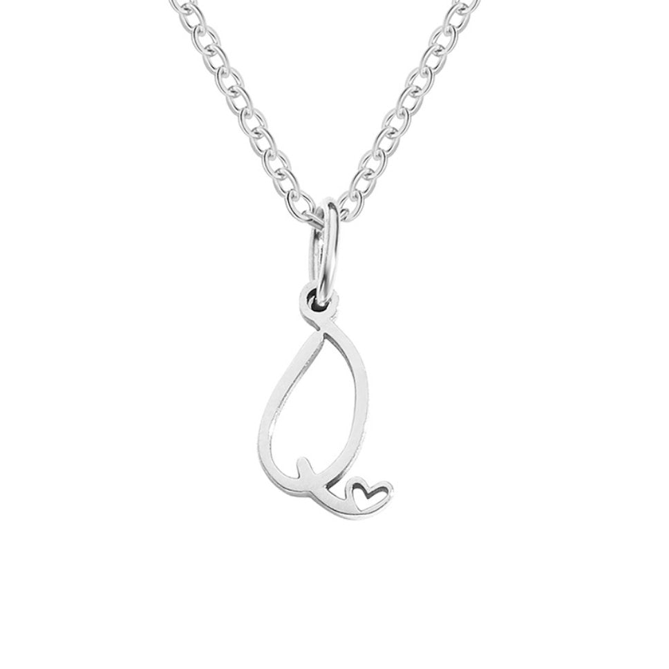 Collana con cuore e lettera in argento