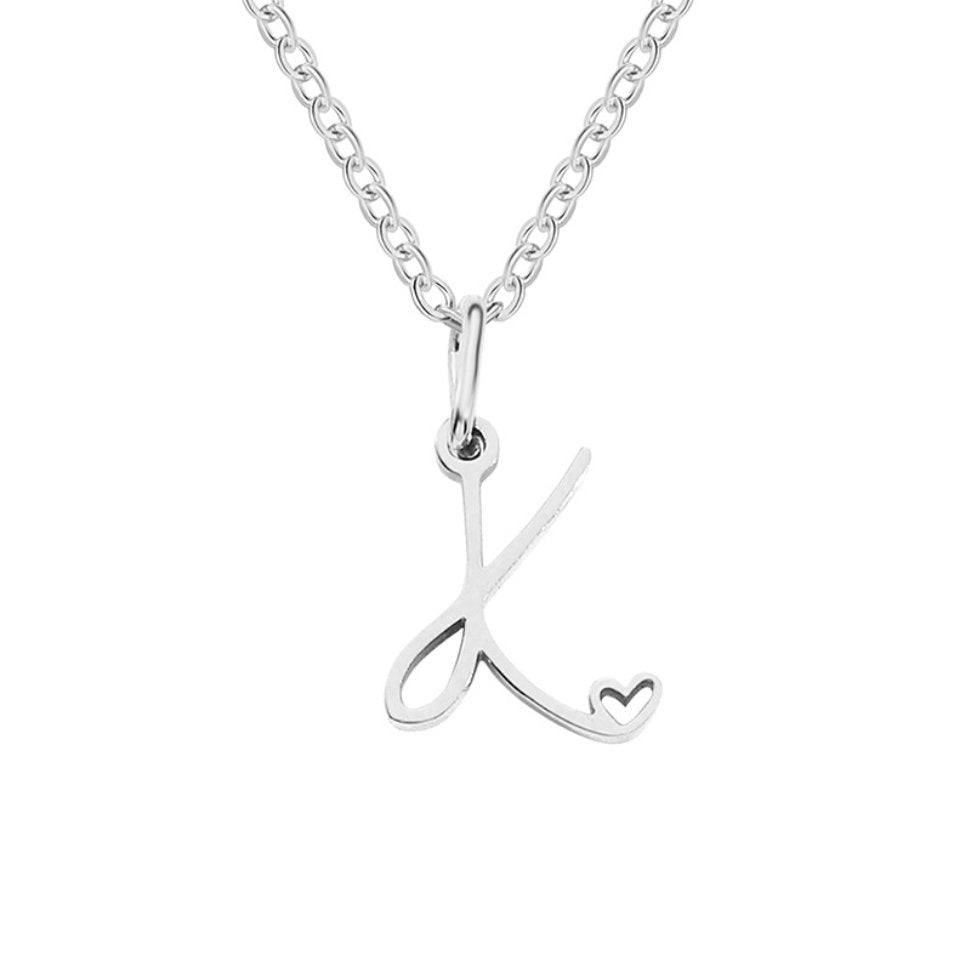 Collana con cuore e lettera in argento