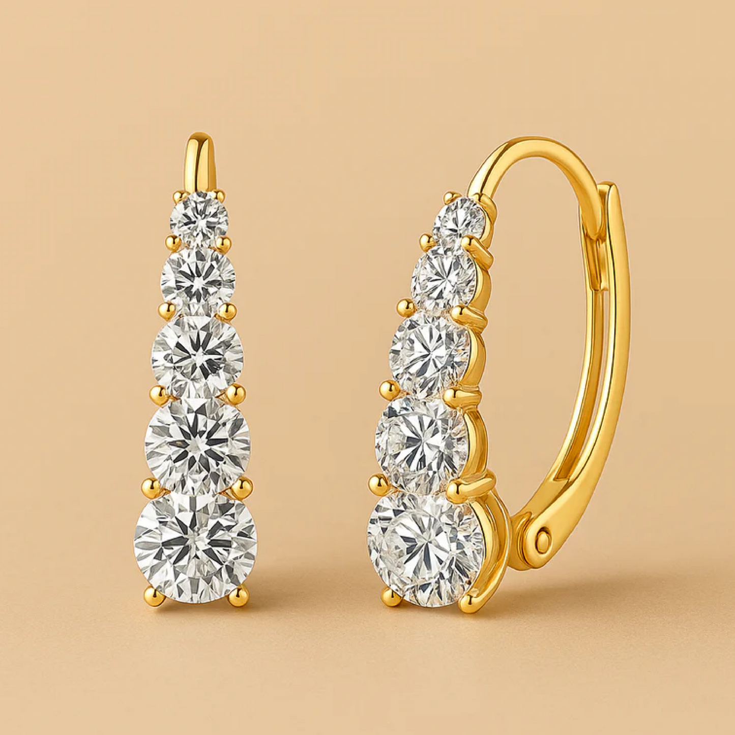 Orecchini a bottone Carol con quattro pietre in oro