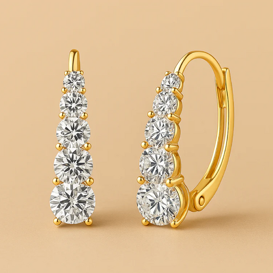 Orecchini a bottone Carol con quattro pietre in oro