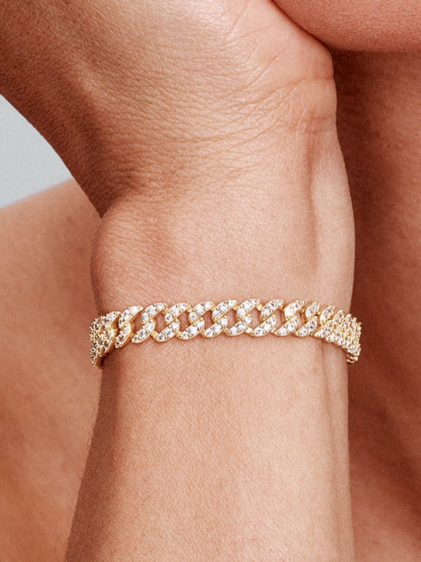 Bracciale a maglie cubane in moissanite in oro