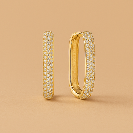 Grandi orecchini a cerchio con pavé in oro