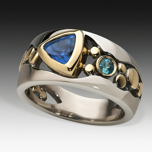 Anello retrò in cristallo blu 