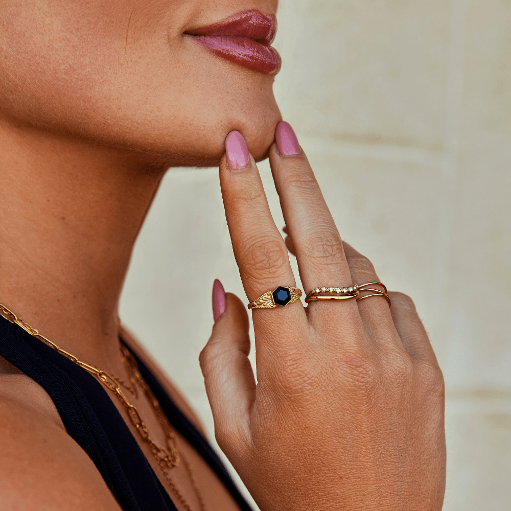 Anello in onice nero Phoenix