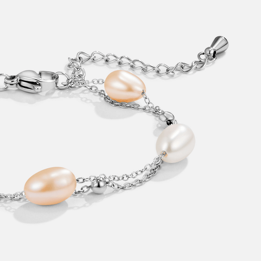 Bracciale a strati in argento con perle d'acqua dolce
